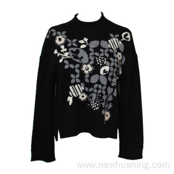 Half Turtleneck Ladies Black Knit Sweater